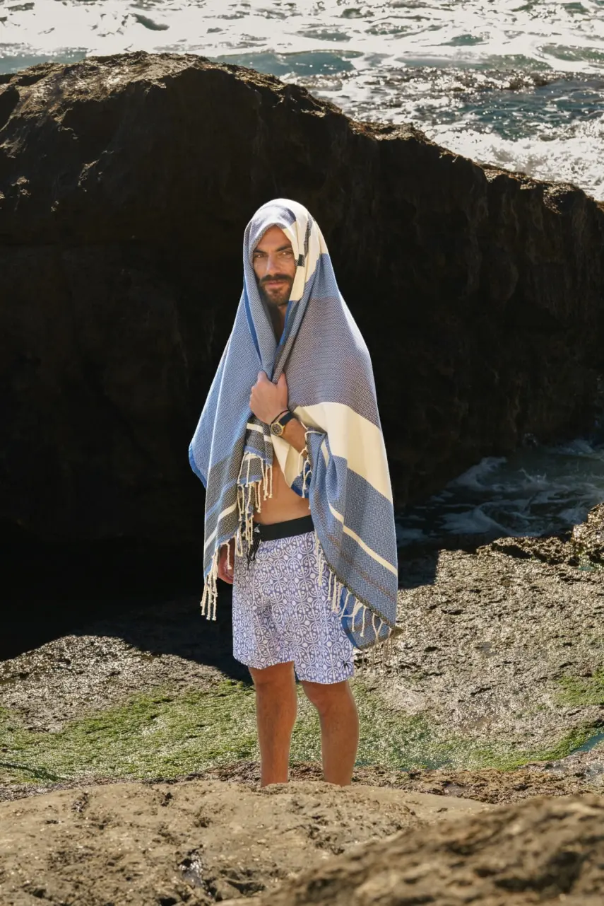 Futah - Flora Blue & White Boardshorts (11)