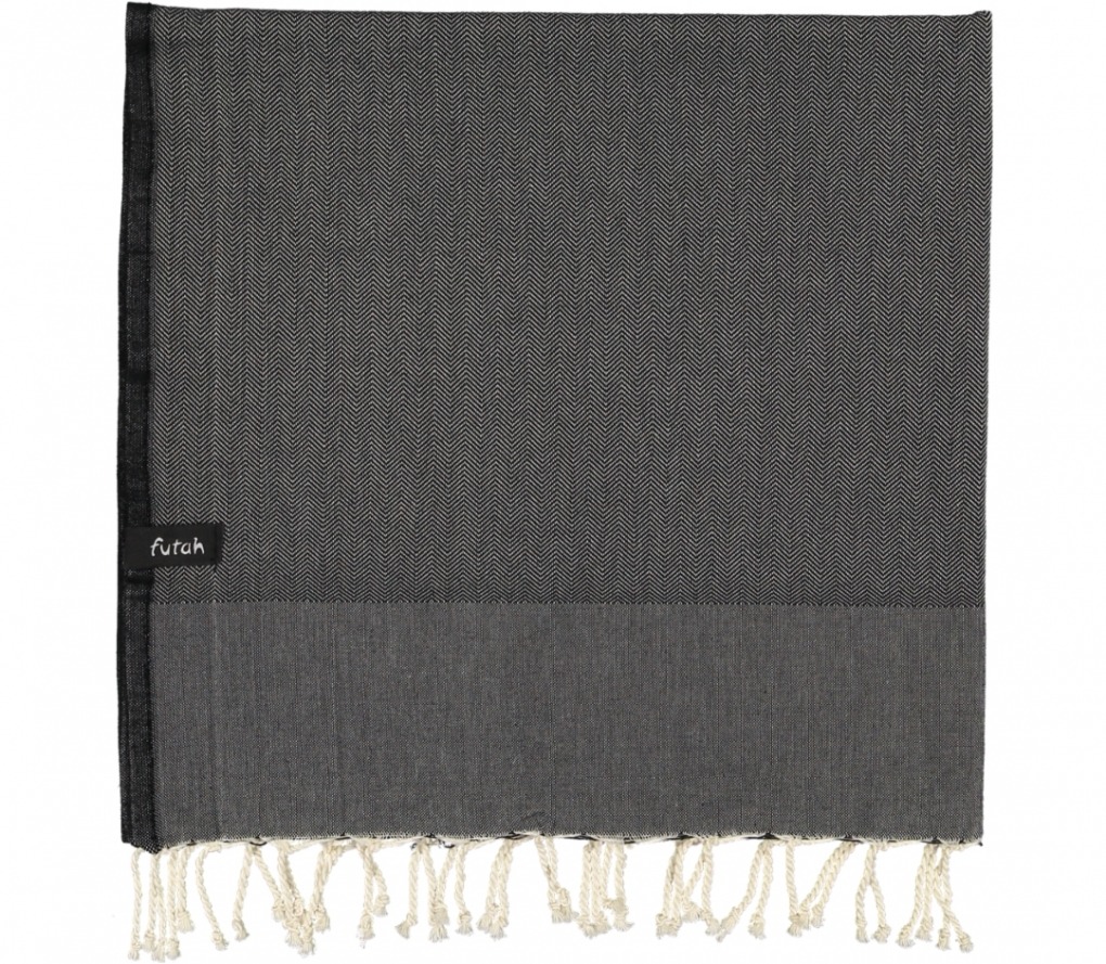 futah beach towels single Ericeira Single Towel Deep Black Folded