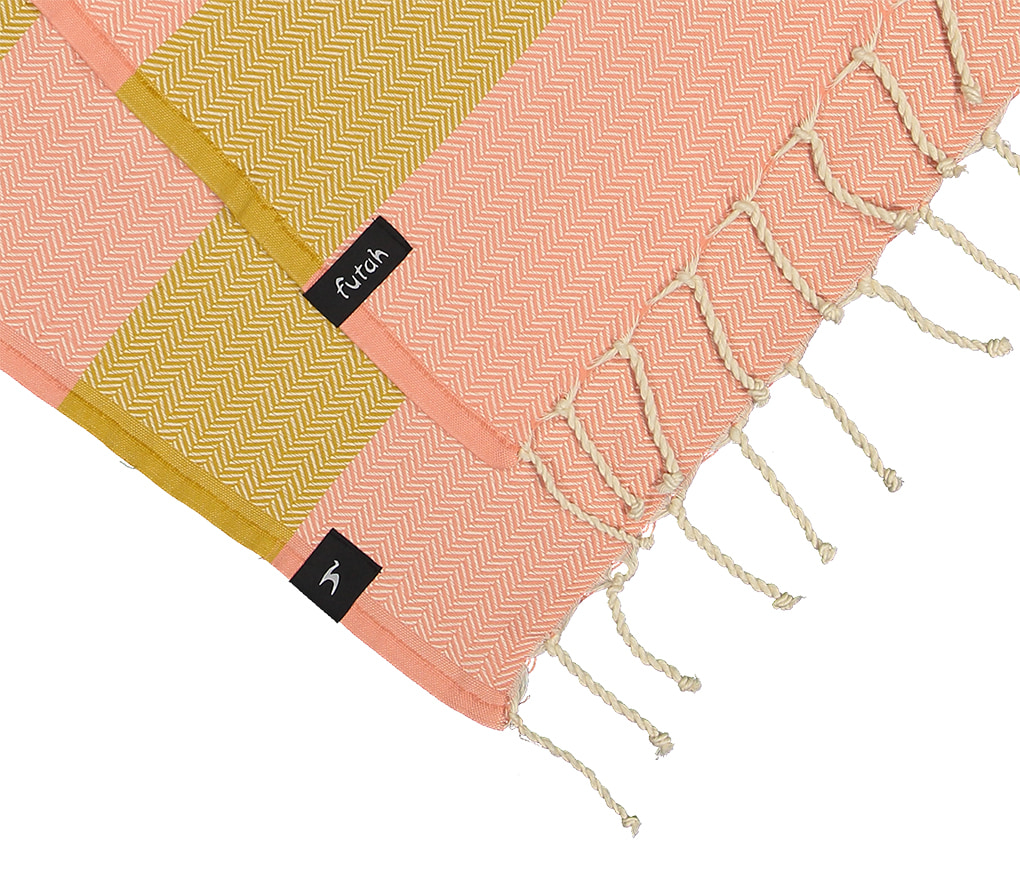 Futah - Bedu Coral & Mostaza Toalla de playa (2)