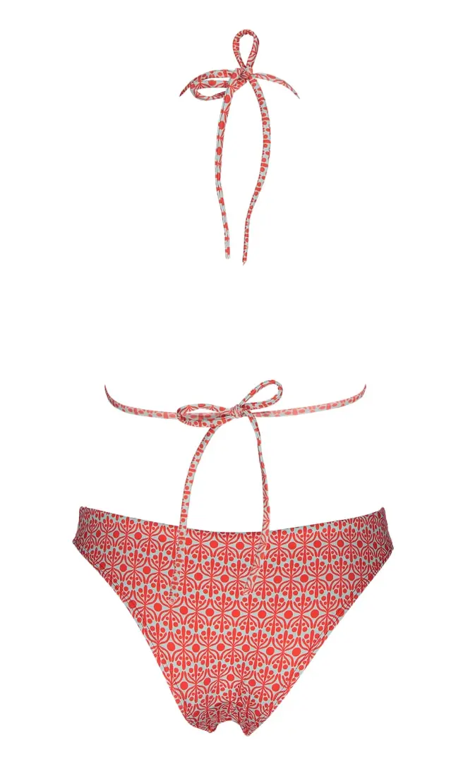 Futah - Flora Verde Aquatico & Coral Bikini Triângulo (2)