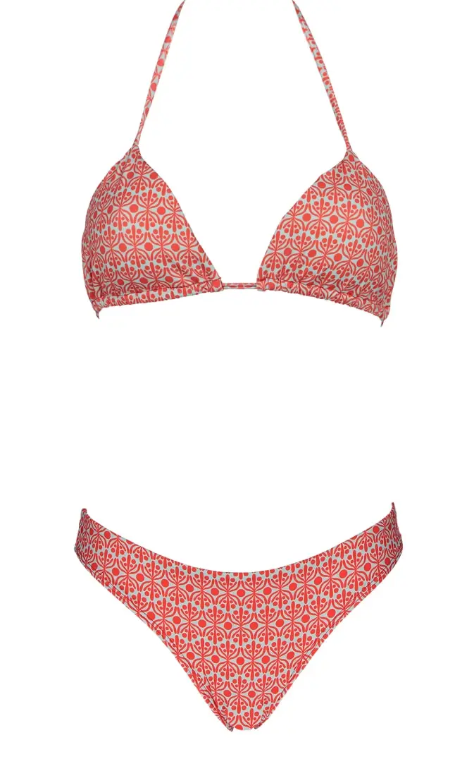 Futah - Flora Verde Aquatico & Coral Bikini Triângulo (1)