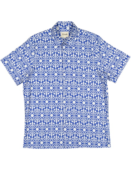 Flora Azul & Blanco Camisa