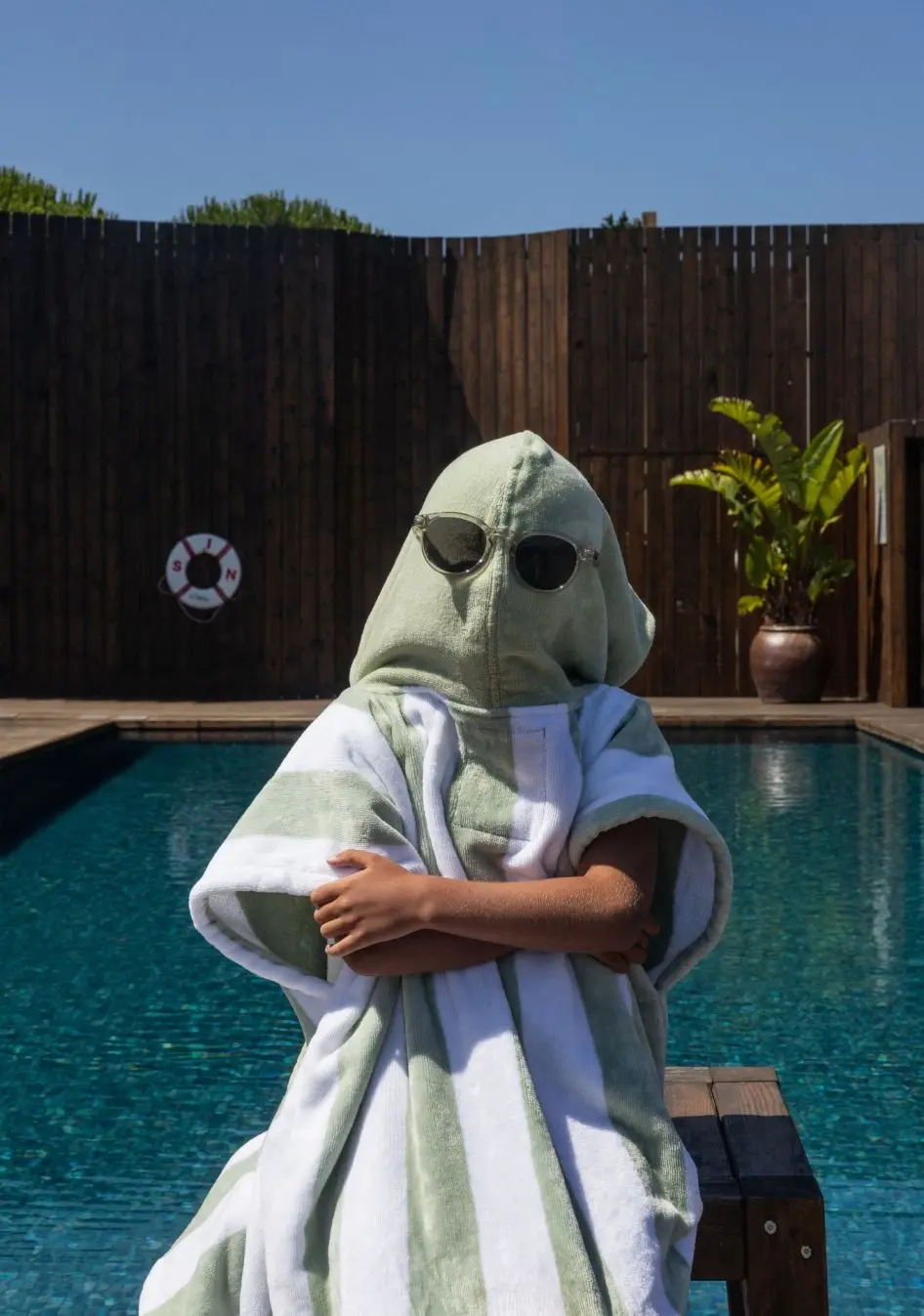 Futah - Bedu Verde Poncho de Rizo Niños (2)