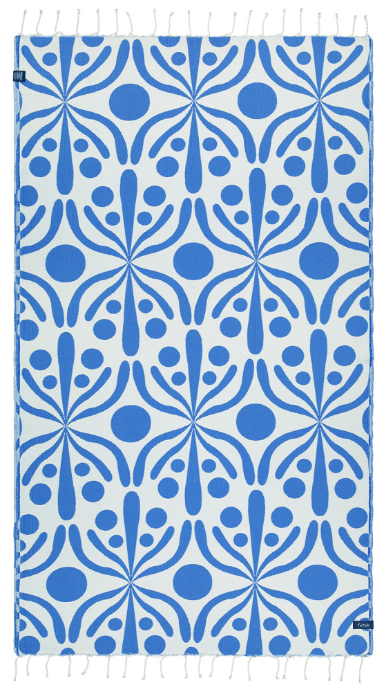 Futah - Flora Azul & Blanco Toalla de Playa (2)