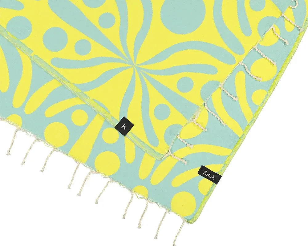 Futah - Flora Yellow & Water Beach Towel (3)