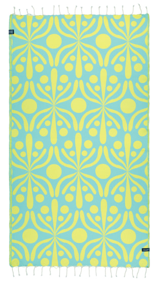 Flora Yellow & Water Beach Towel (2)
