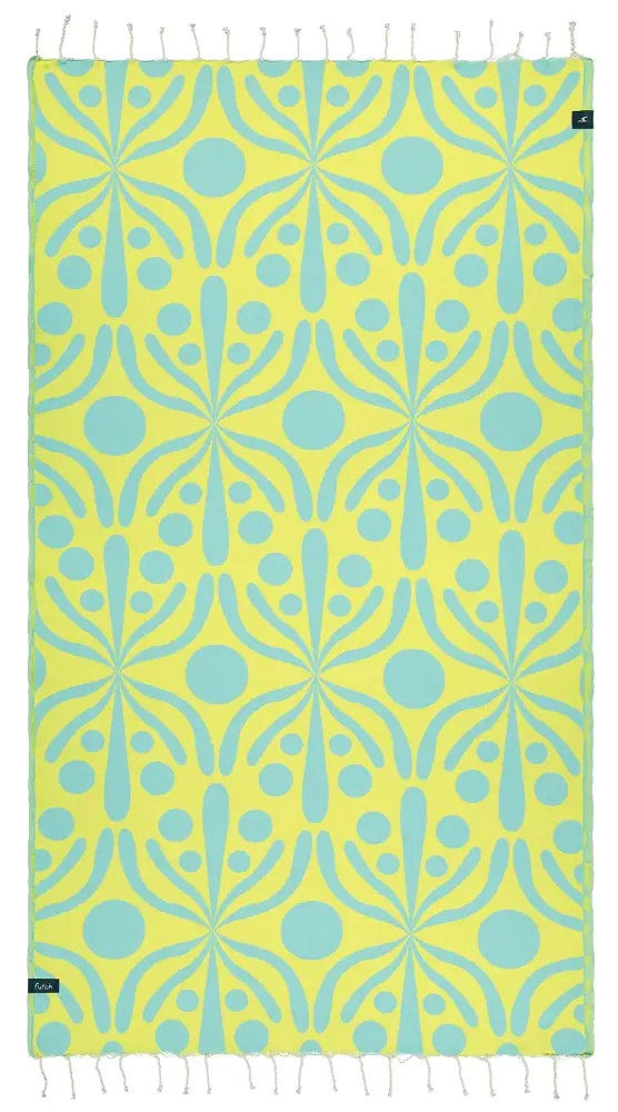 Futah - Flora Yellow & Water Beach Towel (1)