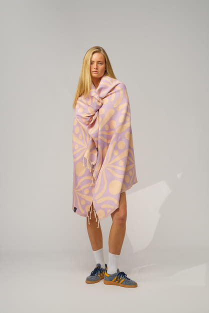 Flora Mocha & Violet Beach Towel