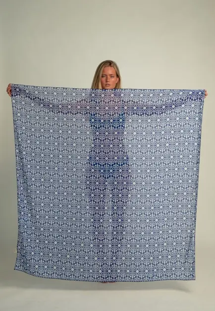 Pareo Flora Azul & Blanco (2)